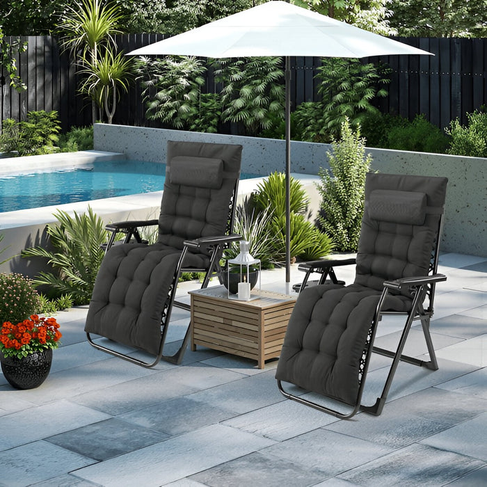 Zero Gravity Recliner Chair Set of 2 with Cup Holder Tray and Adjustable Headrest Pillow