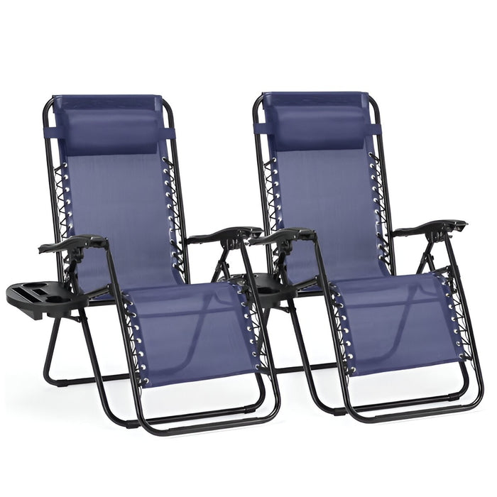 Zero Gravity Recliner Chair Set of 2 with Cup Holder Tray and Adjustable Headrest Pillow