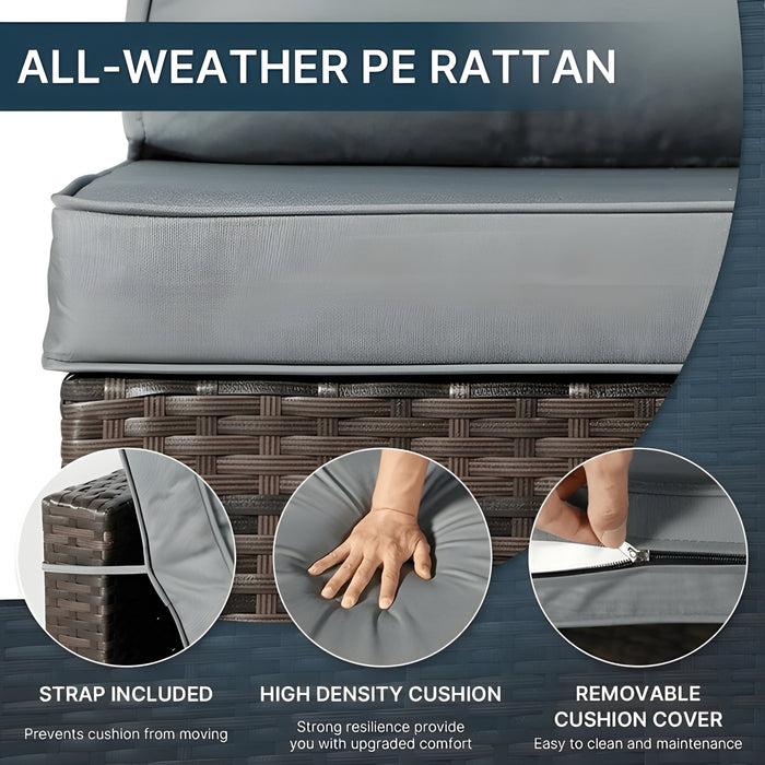 7 Piece Outdoor Patio Furniture Set, All Weather PE Rattan Sectional Sofa with Table