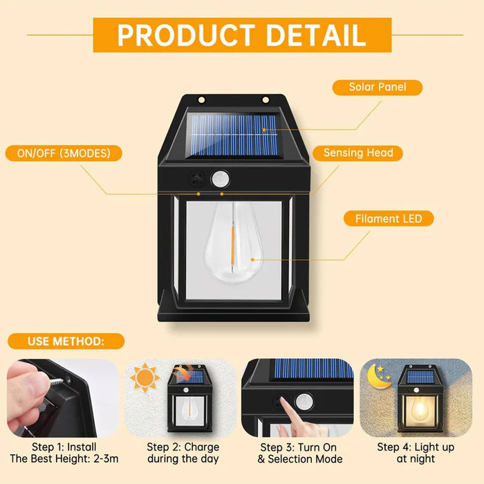 2-Set Solar Wall Lamp Outdoor - Motion Sensor Waterproof LED Light