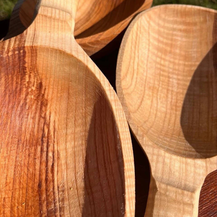 Handcrafted Cherry Wood Sauna Ladle and Bath Scoop