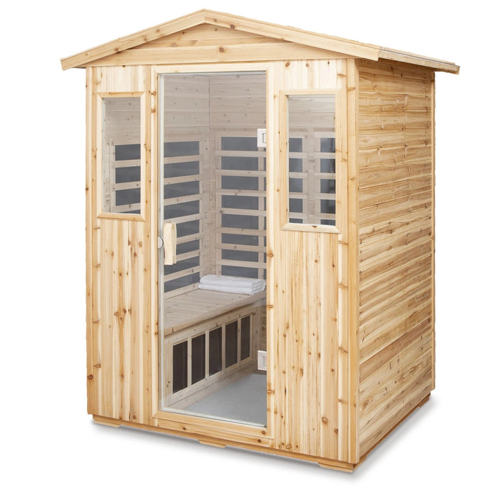 Outdoor Four Person Far Infrared Sauna in Natural Old Fir Wood 2050W