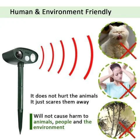 Ultrasonic Chipmunk Repeller Solar Powered Outdoor Pest Deterrent - SJ Backyard