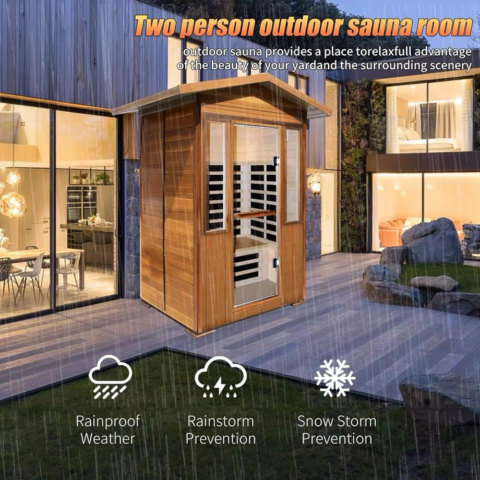 Indoor Infrared Hemlock Wood Sauna for Two Person