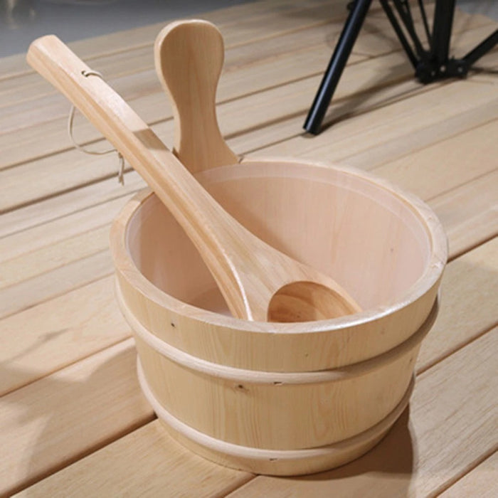135oz Pine Wooden Sauna Bucket and Ladle Set