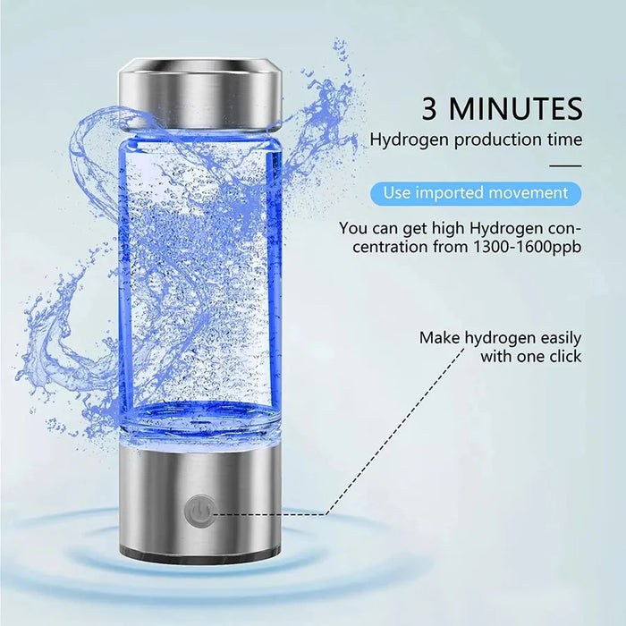 Hydrogen Water Bottle with Integrated Electrolysis Generator - SJ Backyard