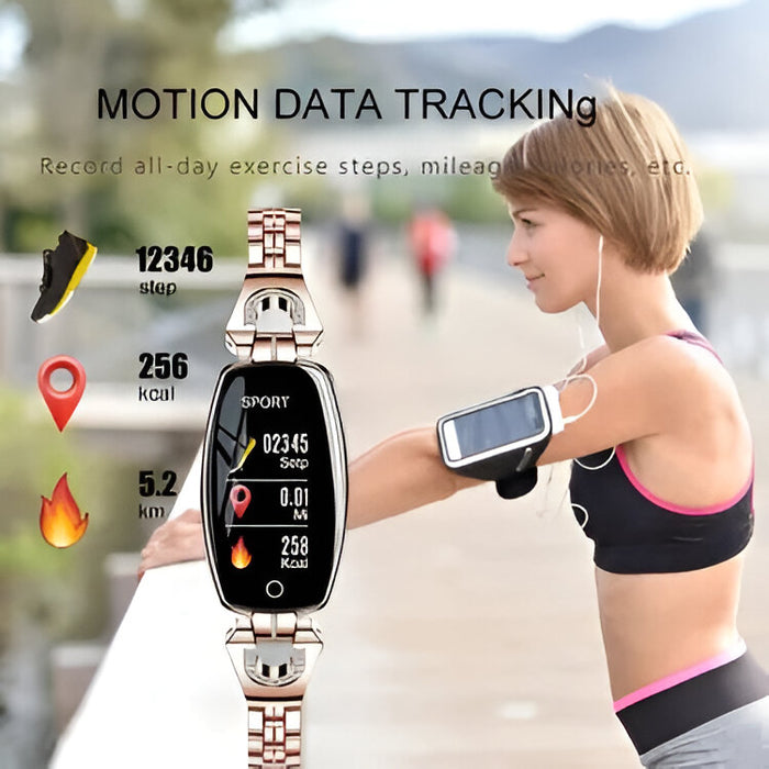Waterproof Smart Fitness Bracelet for Women – Heart Rate & Blood Pressure Monitor with Touchscreen