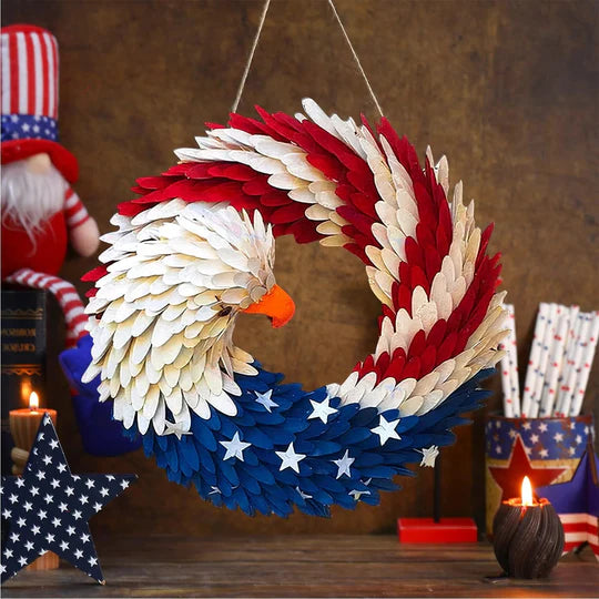 Eagle Wreath Patriotic Wooden Door Sign