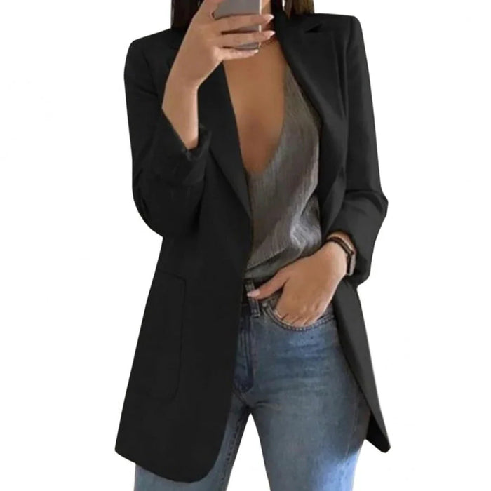 Long Wool Blazer for Women, Regular Fit