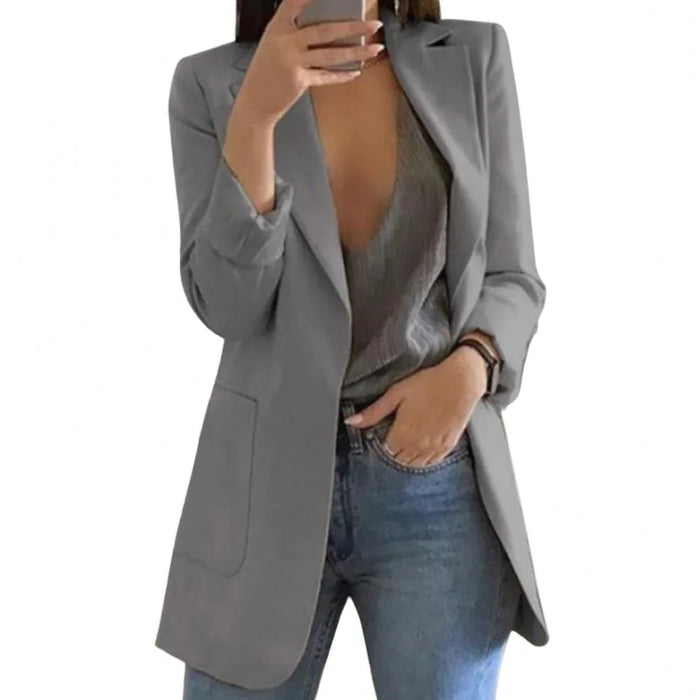 Long Wool Blazer for Women, Regular Fit