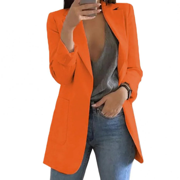 Long Wool Blazer for Women, Regular Fit