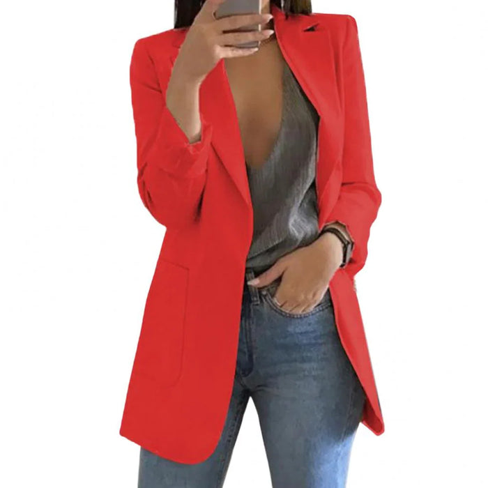 Long Wool Blazer for Women, Regular Fit