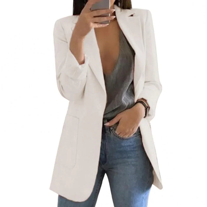 Long Wool Blazer for Women, Regular Fit