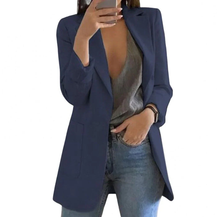 Long Wool Blazer for Women, Regular Fit