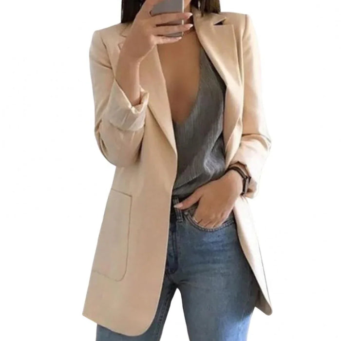 Long Wool Blazer for Women, Regular Fit
