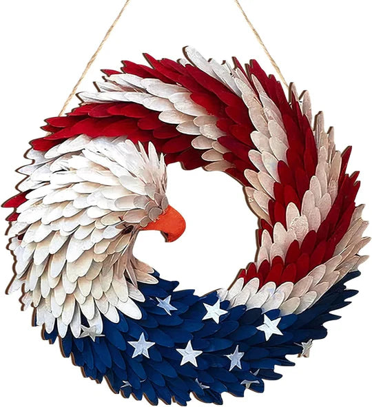 Eagle Wreath Patriotic Wooden Door Sign