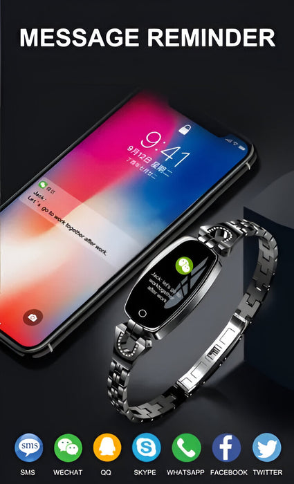 Waterproof Smart Fitness Bracelet for Women – Heart Rate & Blood Pressure Monitor with Touchscreen