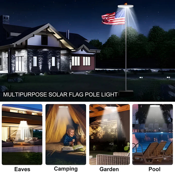 Solar Powered Flagpole Lights - All Night Long Last Flag Pole Lights - LED - SJ Backyard