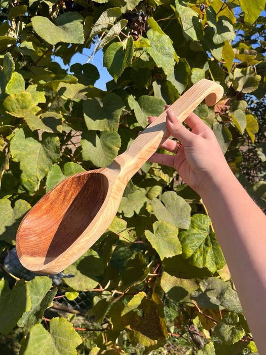 Handcrafted Cherry Wood Sauna Ladle and Bath Scoop