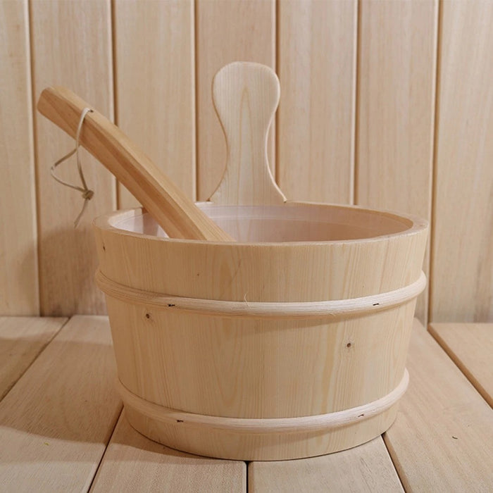 135oz Pine Wooden Sauna Bucket and Ladle Set