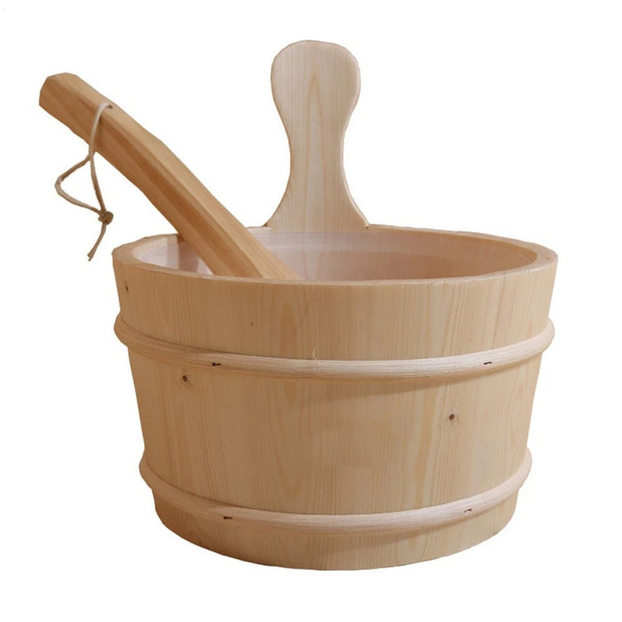135oz Pine Wooden Sauna Bucket and Ladle Set