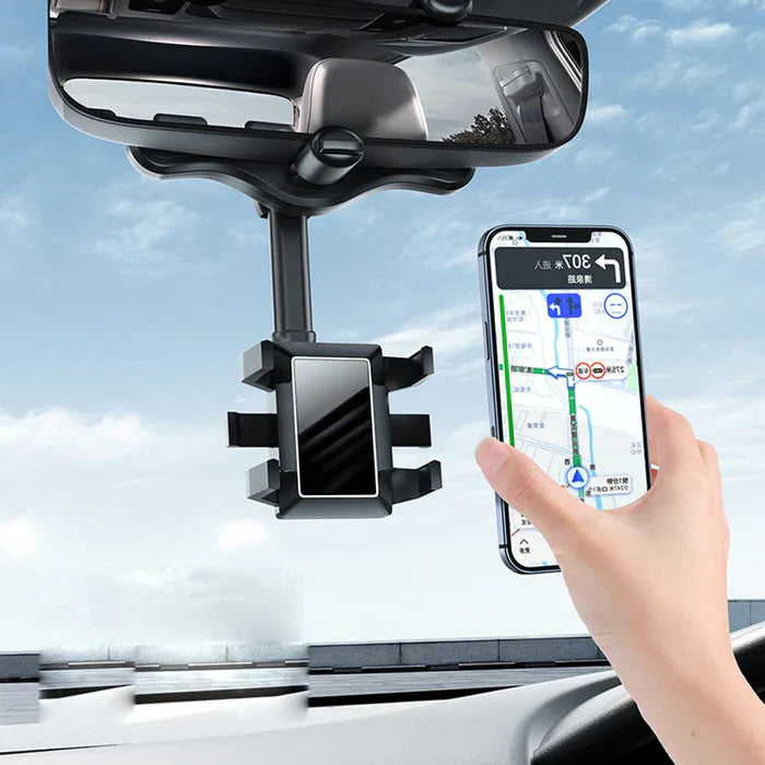 Rotatable and Retractable Car Phone Holder 360 Degree Rear View Mirror Mount