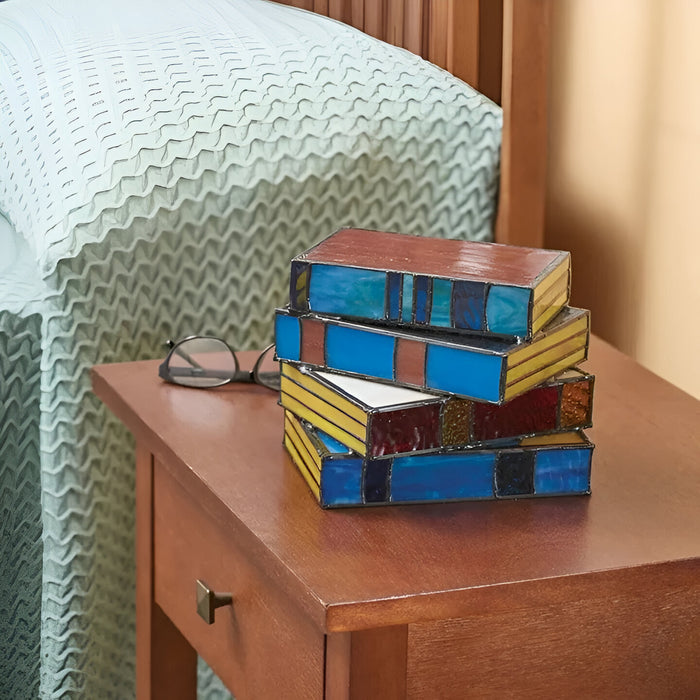 Books Lamp – Tiffany Style Stained Glass Lamp with Vintage Book Design