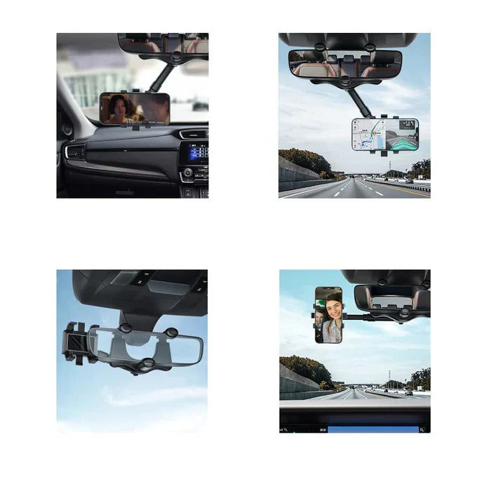 Rotatable and Retractable Car Phone Holder 360 Degree Rear View Mirror Mount