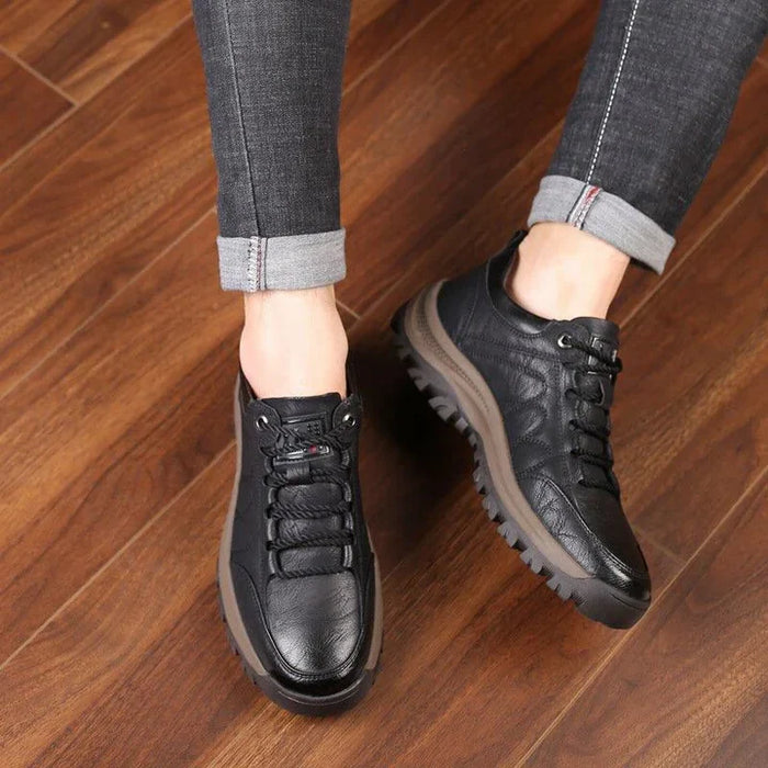Men’s Casual Hand-Stitched Leather Shoes – Arch Support, Non-Slip & Breathable Comfort - SJ Backyard