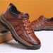Men’s Casual Hand-Stitched Leather Shoes – Arch Support, Non-Slip & Breathable Comfort - SJ Backyard
