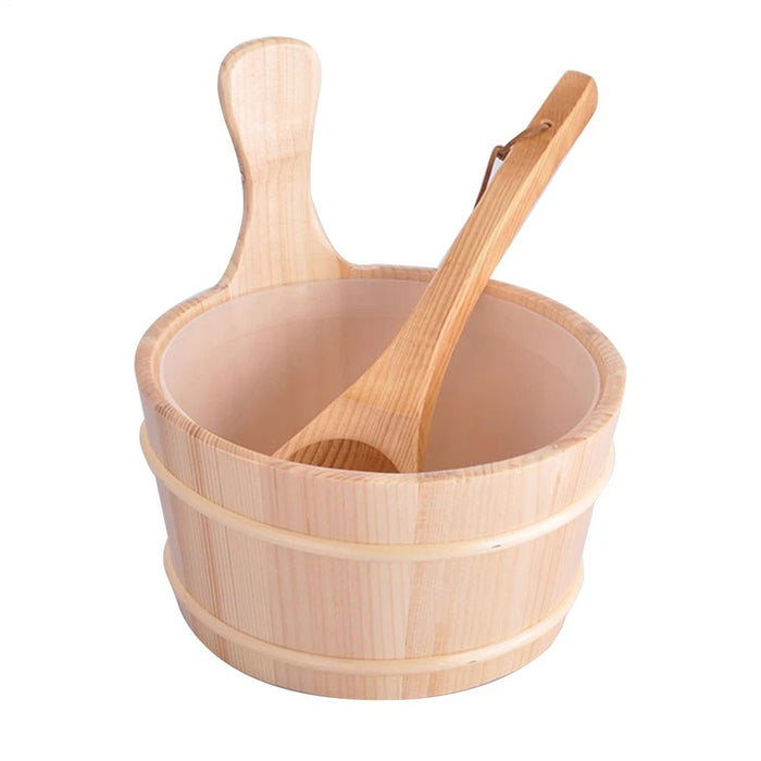 135oz Pine Wooden Sauna Bucket and Ladle Set