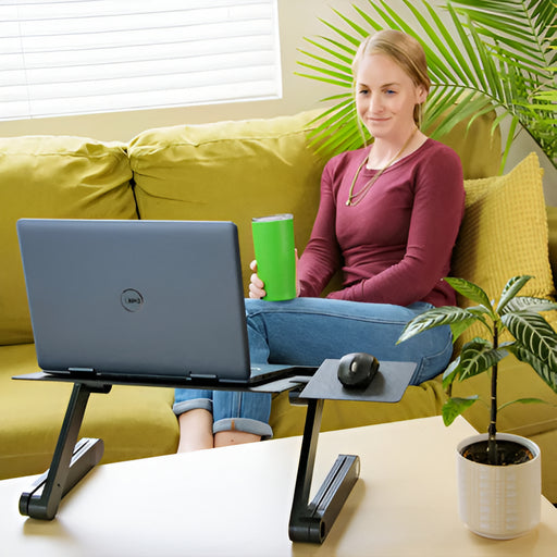 Adjustable Laptop Stand – Ergonomic Aluminum Laptop Desk with Cooling Vents & Mouse Pad - SJ Backyard