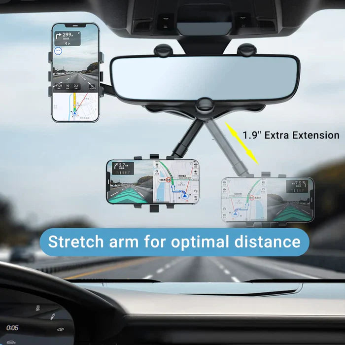 Rotatable and Retractable Car Phone Holder 360 Degree Rear View Mirror Mount