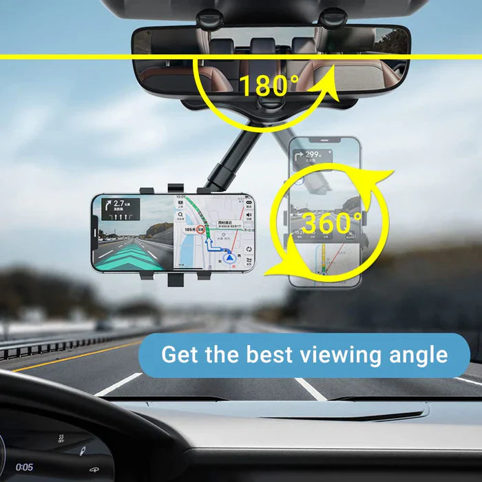 Rotatable and Retractable Car Phone Holder 360 Degree Rear View Mirror Mount