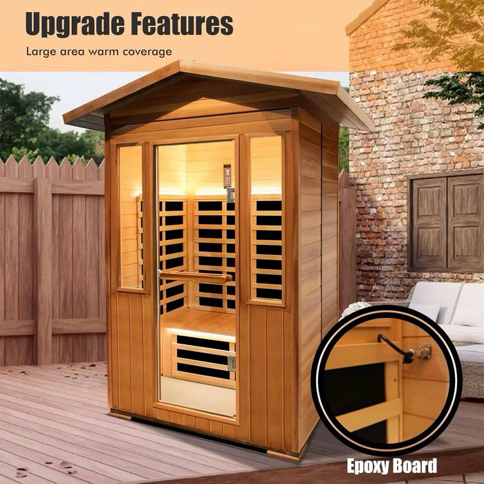 Indoor Infrared Hemlock Wood Sauna for Two Person