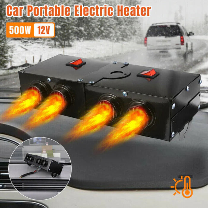 500W Electric Car Heater – Fast Defrost & Cabin Warmer with 4 Air Outlets
