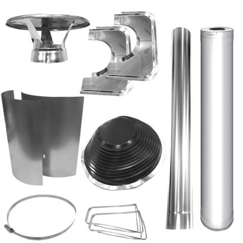 Harvia WHP1000500-PKG Chimney & Assembly Kit, Barrel, Flat Roof, Stainless-Sauna Accessories-Harvia-SJ Backyard Inc