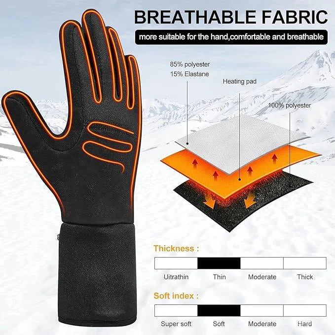 Thin Heated Glove Liners – Rechargeable, Touchscreen & Water-Resistant Thermal Gloves