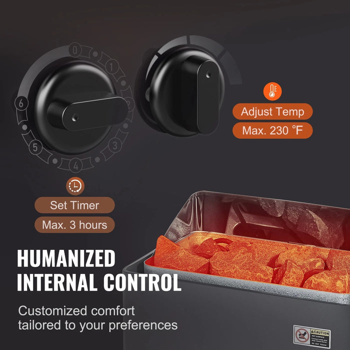 Sauna Heater Stove 6KW Stainless Steel with Internal Controller for Wet and Dry Use