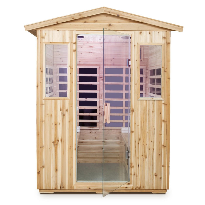 Outdoor Four Person Far Infrared Sauna in Natural Old Fir Wood 2050W